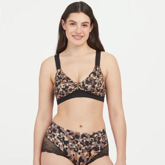 NWT SPANX Bra-llelujah! Unlined Bralette BRUSHED COLLAGE NEUTRAL MINI Smoothing - Picture 6 of 12